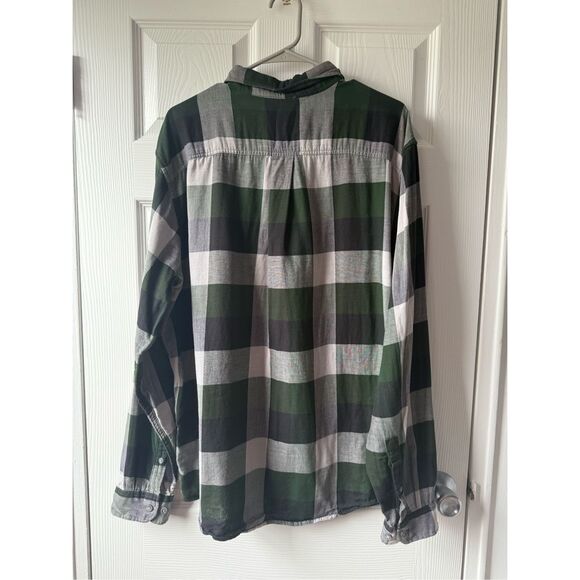 Eddie Bauer Mens XL Green Black Plaid Flannel Button Down Long Sleeve - Picture 3 of 3